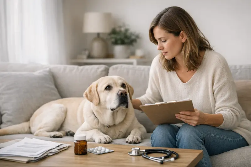Hunde- und Katzenhalter prüfen Versicherungsdetails wie Wartezeiten und Ausschlüsse.