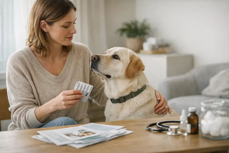 Tierarzt bei der Durchführung einer Impfung bei einem Hund.