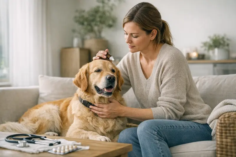 Hund mit Tierarzt zur Vorsorge Hund beim Tierarzt zur Vorsorgeuntersuchung