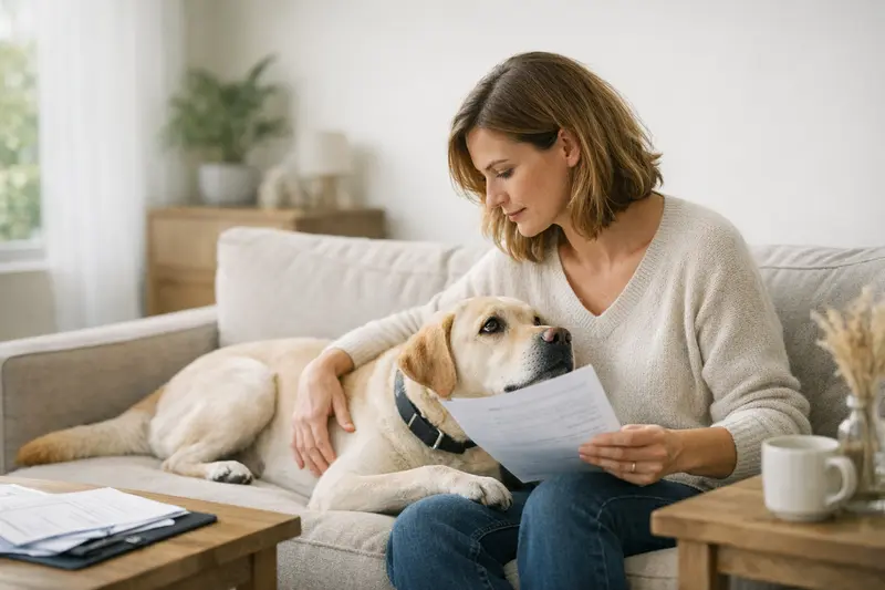 Hundegesundheitsprüfung bei Vorerkrankungen Hund beim Tierarzt zur Gesundheitsuntersuchung vor dem Abschluss einer Krankenversicherung.