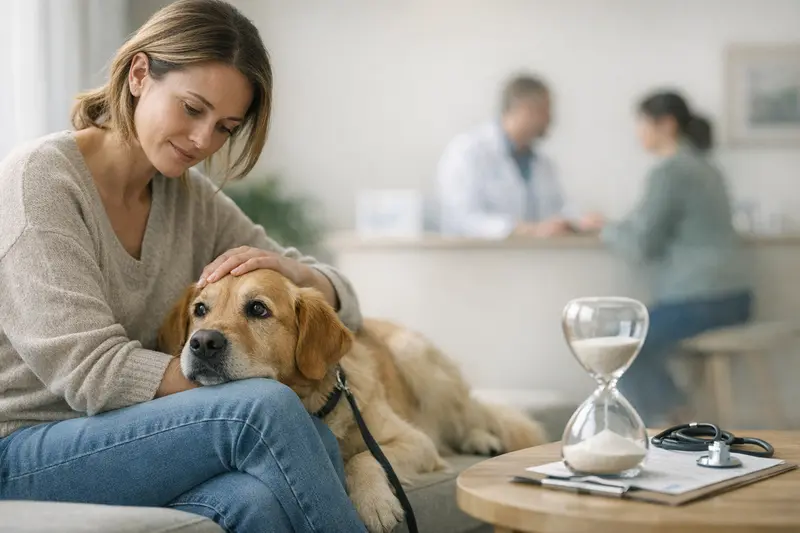 Ein gesunder Hund bei einem Tierarzttermin, symbolisiert die Wichtigkeit der Hundekrankenversicherung.