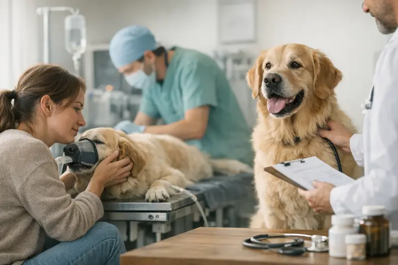 Unterschied zwischen OP-Versicherung und Hundekrankenversicherung Illustration zur Erklärung des Unterschieds zwischen OP-Versicherung und Hundekrankenversicherung für Hundehalter.