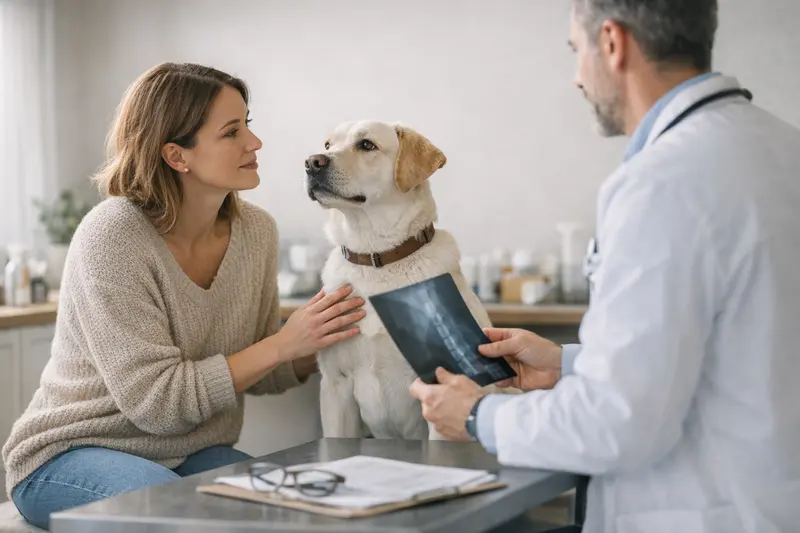 Hundekrankenversicherung für notwendige Tierarztbesuche Ein gesunder Hund beim Tierarzt, das Bild symbolisiert die Wichtigkeit einer Hundekrankenversicherung.