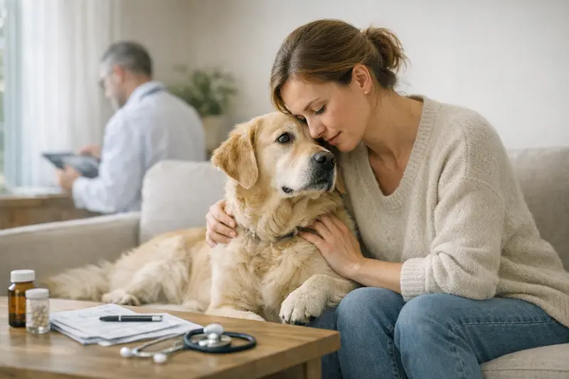 Vorsorgeuntersuchung beim Tierarzt für Hunde Ein gesunder Hund beim Tierarzt für eine Vorsorgeuntersuchung.