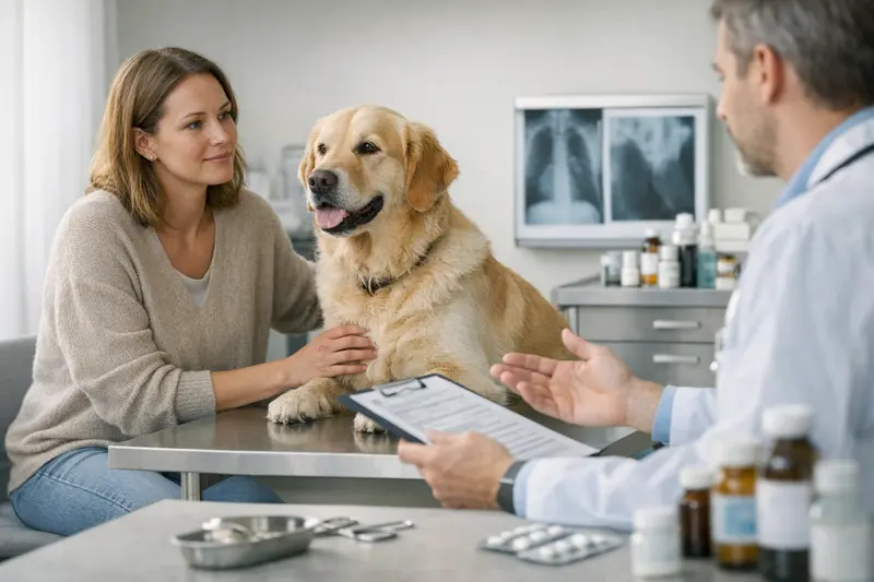 Hund beim Tierarzt Hund beim Tierarzt zur Untersuchung, wichtig für den Tarifvergleich einer Krankenversicherung.