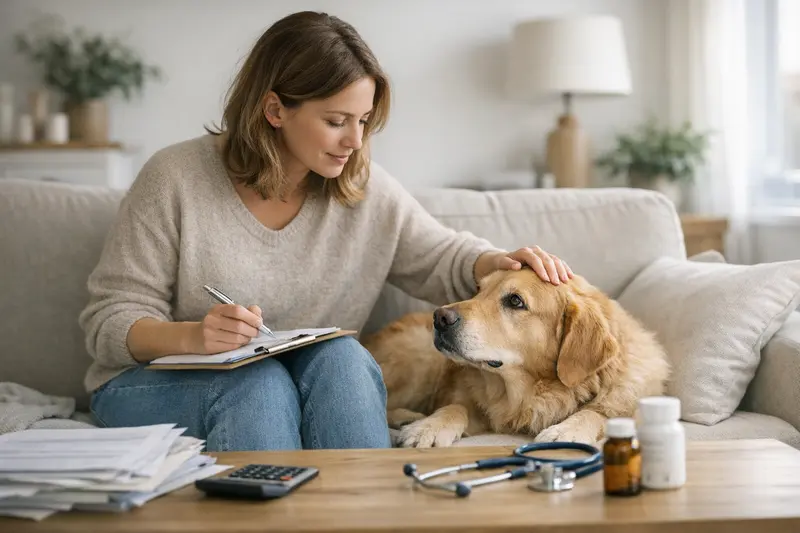 Beratung zur Hundekrankenversicherung Eine Tierärztin berät einen Hundebesitzer über die Möglichkeiten eines Tarifvergleichs für Hundekrankenversicherungen.