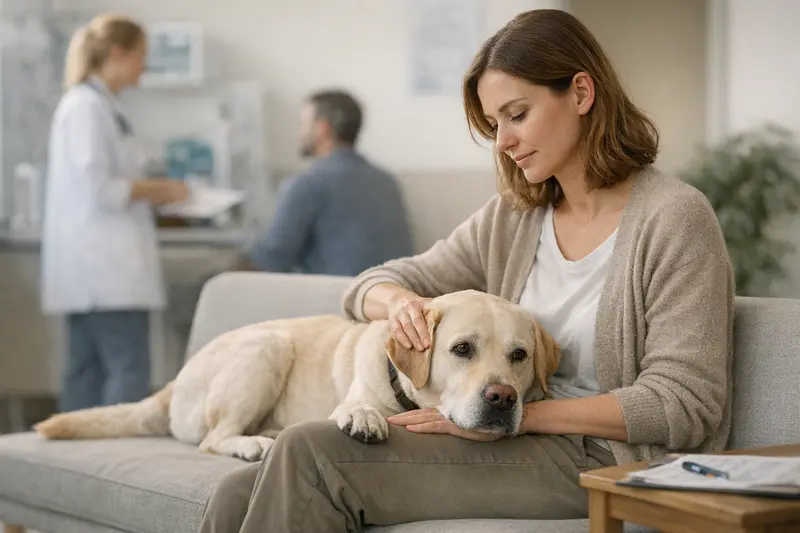 Tierarztbesuch Hund Ein Tierarzt untersucht einen Hund auf mögliche Beschwerden.
