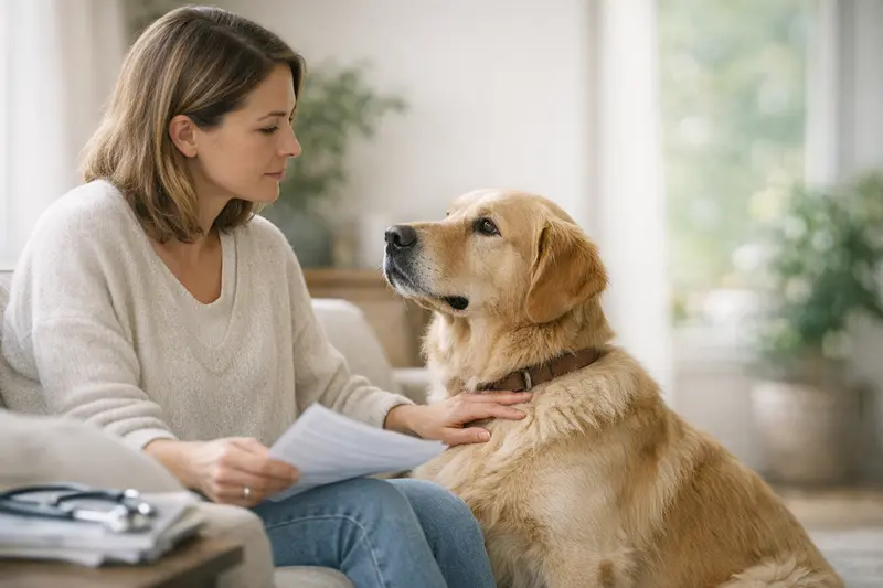 Hund beim Tierarzt Ein Hund beim Tierarzt, um dessen Gesundheit zu prüfen.