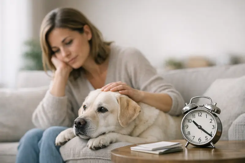 Wartezeiten bei Hundekrankenversicherung Ein Hundebesitzer bespricht die Wartezeiten bei einer Hundekrankenversicherung mit einem Fachmann.