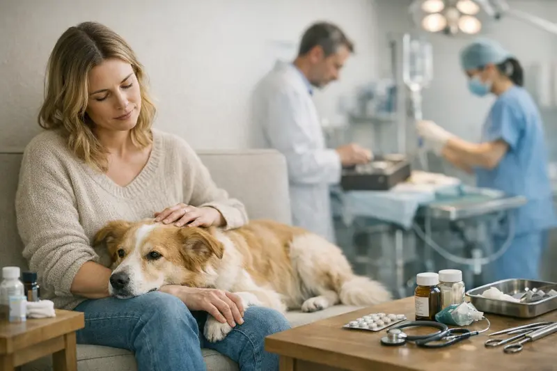 Ein Hund beim Tierarzt, der eine umfassende Untersuchung erhält.