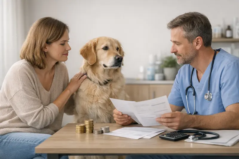 Grafik, die zeigt, wie Selbstbeteiligung und Erstattungssatz die Auszahlung in der Hundekrankenversicherung beeinflussen.