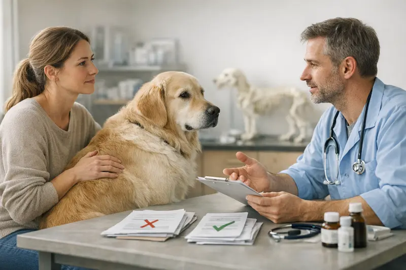 Illustration, die die Auswirkungen von Wartezeiten und Vorerkrankungen auf Erstattungen bei Hundekrankenversicherungen zeigt.