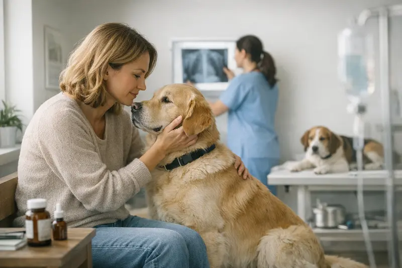 Illustration, die den Unterschied zwischen OP-Versicherung und Hundekrankenversicherung erläutert.