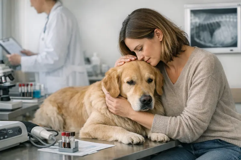 Diagnostik im Tarifvergleich Hundekrankenversicherung Tierarzt untersucht einen Hund auf mögliche Krankheiten im Rahmen einer Diagnostik.