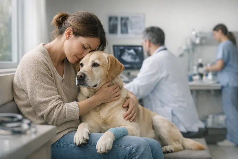 Vorsorgeuntersuchung Hund Tierarzt Ein gesunder Hund beim Tierarzt zur Vorsorgeuntersuchung.