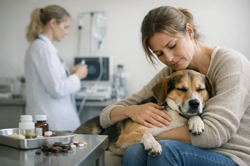 Hund Tierarzt Untersuchung Vergiftungsverdacht Hund beim Tierarzt zur Untersuchung nach Vergiftungsverdacht.