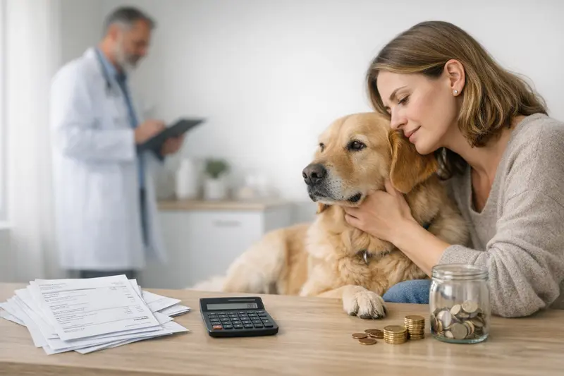 Selbstbeteiligung und Jahreslimit bei Hundeschutz Hund beim Tierarzt zur Untersuchung mit Fokus auf Behandlungskosten und Versicherung