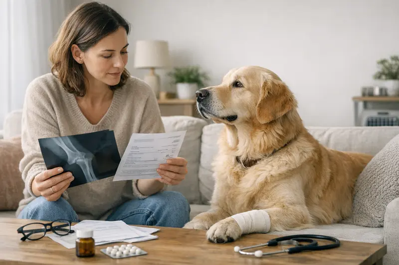 Hund beim Tierarzt Ein Hund beim Tierarzt zeigt die Bedeutung von Krankenversicherungen für Haustiere.