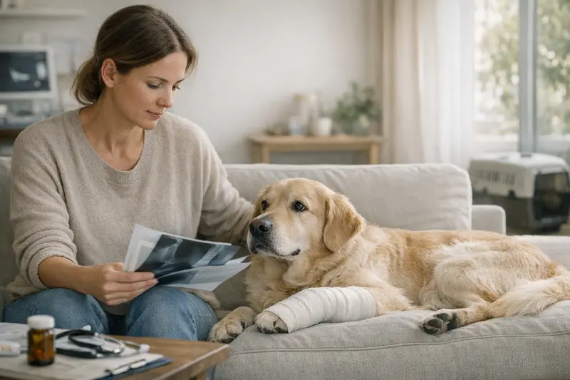 Hund bei tierärztlicher Untersuchung Ein Hund bei einer tierärztlichen Untersuchung zur Diagnostik.
