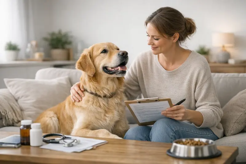 Ein Hund beim Tierarzt, der eine Untersuchung erhält.
