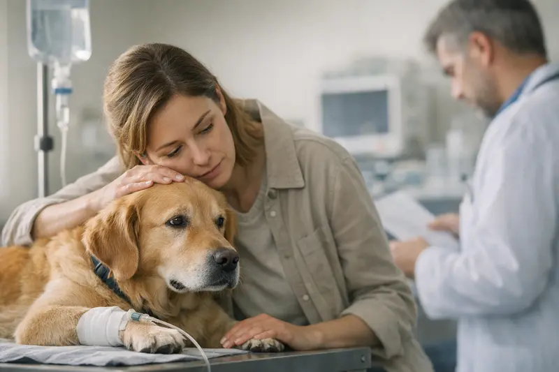 Hundeversicherung Notdienstkosten Hund beim Tierarzt für eine Notfallbehandlung, wichtiger Aspekt der Hundeversicherung.