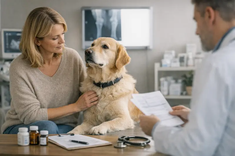 Ein Hund beim Tierarzt, der behandelt wird, symbolisiert wichtige Aspekte der Hundeversicherung.