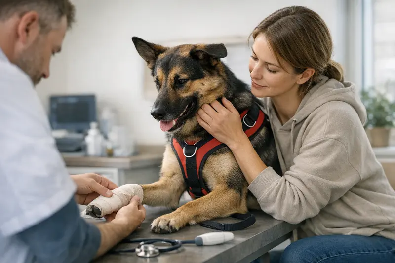 Hund in Bewegungstherapie Aktiver Hund während einer Bewegungstherapie nach einer Verletzung, die behandelt werden muss