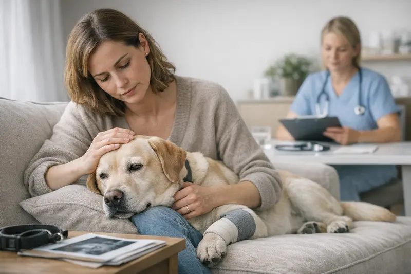 Wartezeiten und Vorerkrankungen in der Tierversicherung Tierarztbesuch mit einem Hund, der eine Behandlung benötigt, symbolisiert die Wichtigkeit von Wartezeiten und Vorerkrankungen in der Tierkrankenversicherung.