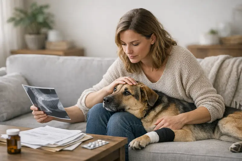 Hundeversicherung und Vorerkrankungen Ein Hund mit unklarer Vorgeschichte beim Tierarzt.
