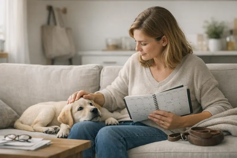 Ein Welpe, der vom Tierarzt untersucht wird, verdeutlicht die Bedeutung von Wartezeiten bei Hundeversicherungen.