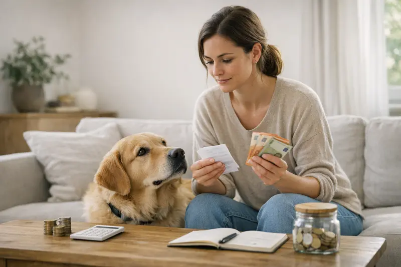 Hundeversicherung Entscheidungshilfe Hundefamilie beim Tierarzt, um Selbstbeteiligung und Erstattungssatz zu besprechen