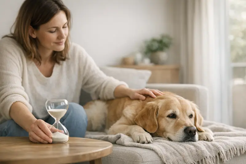Wartezeiten bei Hundekrankenversicherungen Hund mit Tierarztbesuch, um die Wartezeiten bei Hundeversicherungen zu erklären.