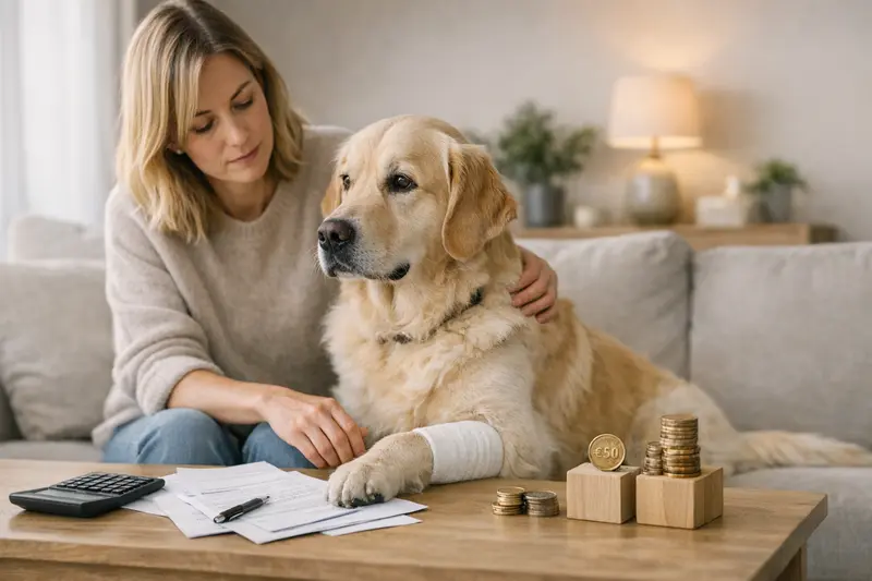 Selbstbeteiligung in der Hundekrankenversicherung Hund beim Tierarzt, der die Bedeutung der Selbstbeteiligung erklärt.