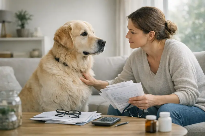 Hundeversicherung: Ab wann lohnt sie sich? Ein gesund erscheinender Hund, der mit seinem Besitzer im Park spielt, symbolisiert die Wichtigkeit einer Hundeversicherung.