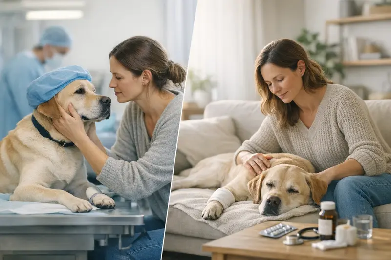 Untersuchung eines Hundes in der Tierarztpraxis Ein Hund wird im Tierarztpraxis untersucht, um den Unterschied zwischen OP-Schutz und Tierkrankenversicherung zu verdeutlichen.