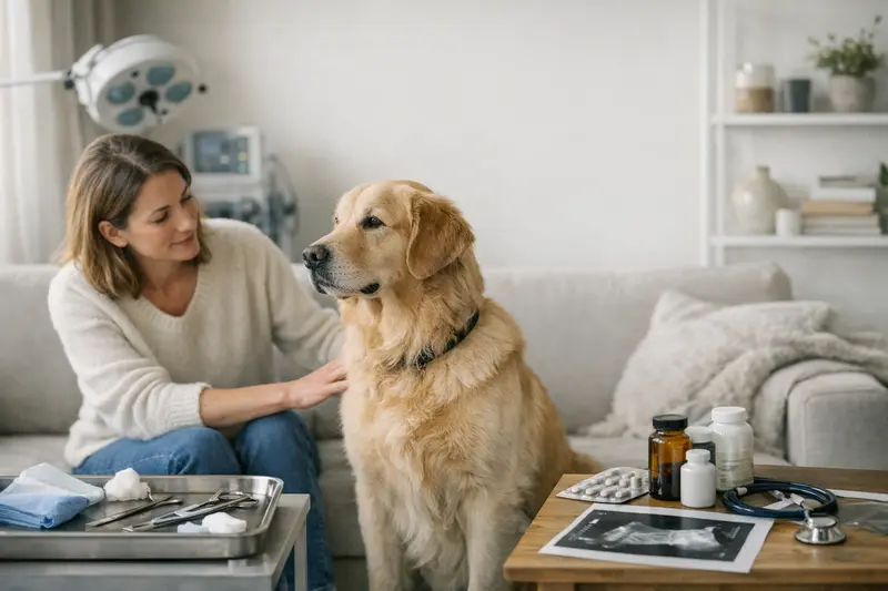 Illustration, die den Unterschied zwischen OP-Versicherung und Krankenversicherung für Hunde verdeutlicht.