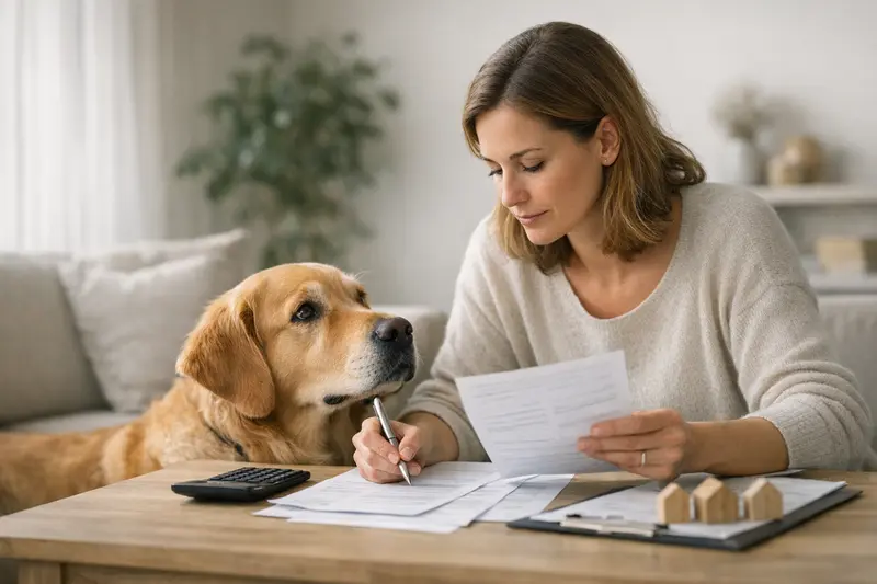 Tarifvergleich Hundekrankenversicherung Hundehalter vergleicht verschiedene Versicherungstarife für seinen Hund.