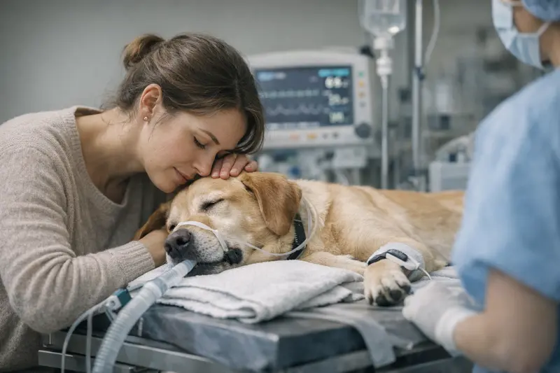Hundeversicherung Kosten Narkose Ein Hund wird im Tierarztpraxis während einer Narkose überwacht.