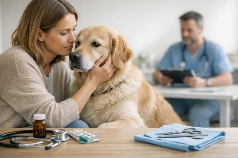Hunde Versicherung OP vs. Krankenversicherung Ein Hund beim Tierarzt für eine Untersuchung zur OP- und Krankenversicherung.