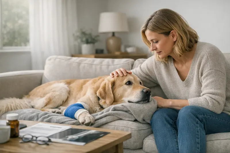 Ab wann lohnt sich eine Hundeversicherung? Hundebesitzer informiert sich über die Vorteile einer Hundeversicherung zur Kostenabsicherung.