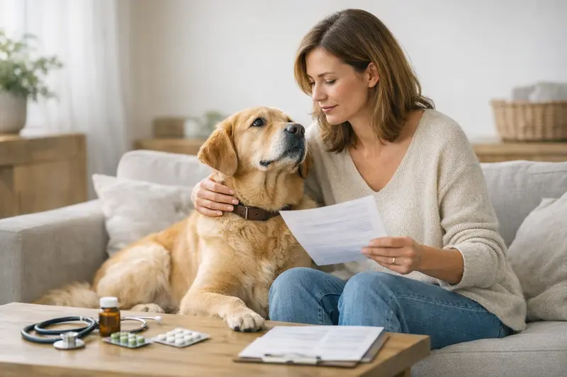 Vorsorgeleistungen in der Tierkrankenversicherung Ein Hundebesitzer informiert sich über Vorsorgeleistungen in der Tierkrankenversicherung.
