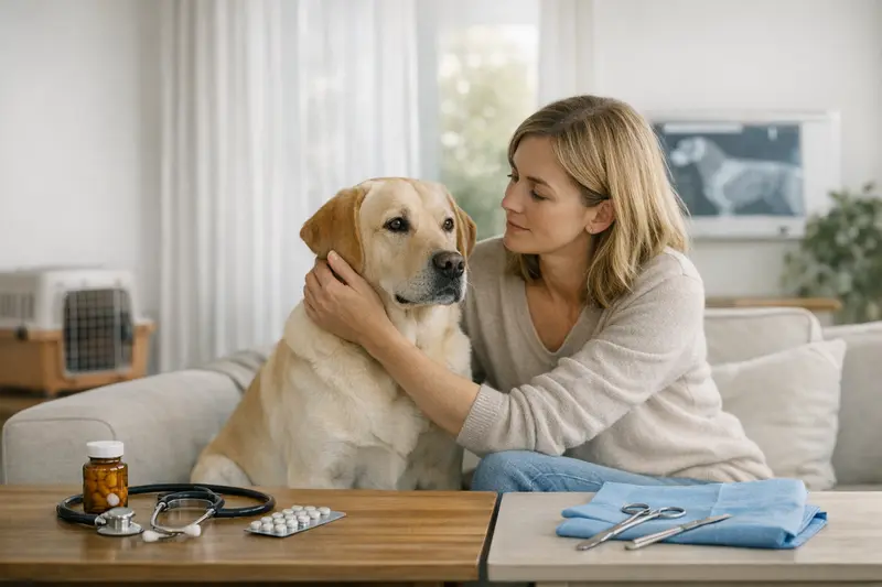 Krankenversicherung vs. OP-Versicherung für Hunde Illustration, die den Unterschied zwischen Krankenversicherung und OP-Versicherung für Hunde verdeutlicht.