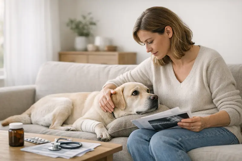 Ein Hund beim Tierarzt zur Untersuchung seiner Vorerkrankungen im Rahmen einer Hundeversicherung.