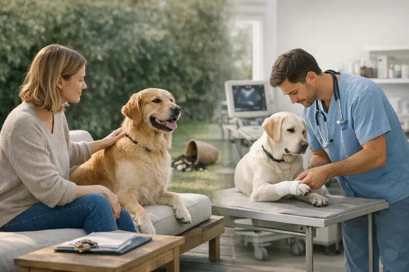 Eine Grafik, die den Unterschied zwischen Hundehaftpflicht und Krankenversicherung aufzeigt.