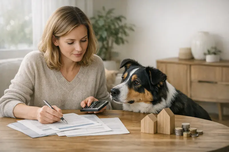 Hundeversicherung und Budgetplanung Ein Hund, der glücklich mit seinem Besitzer im Park spielt, symbolisiert die Wichtigkeit einer passenden Hundeversicherung.