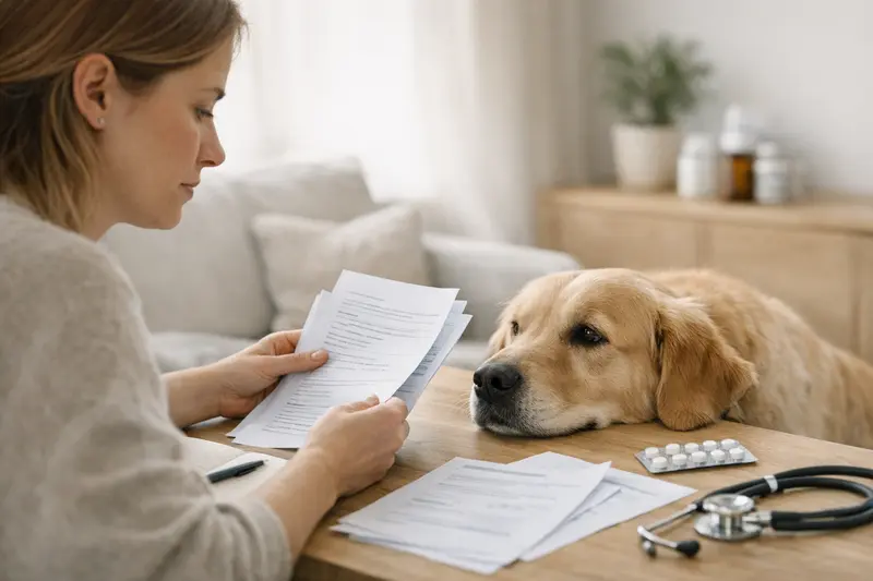 Wichtige Tarifdetails bei Hundeversicherungen Ein Hund bei einem Tierarzttermin zeigt die Bedeutung von Tarifdetails in der Hundeversicherung.