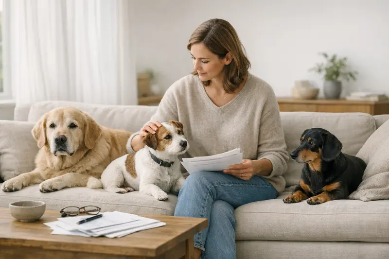 Hundeversicherung für Mehrhundehaushalte Ein glücklicher Hund in einem Mehrhundehaushalt, der die Vorteile einer eigenen Hundeversicherung genießt.