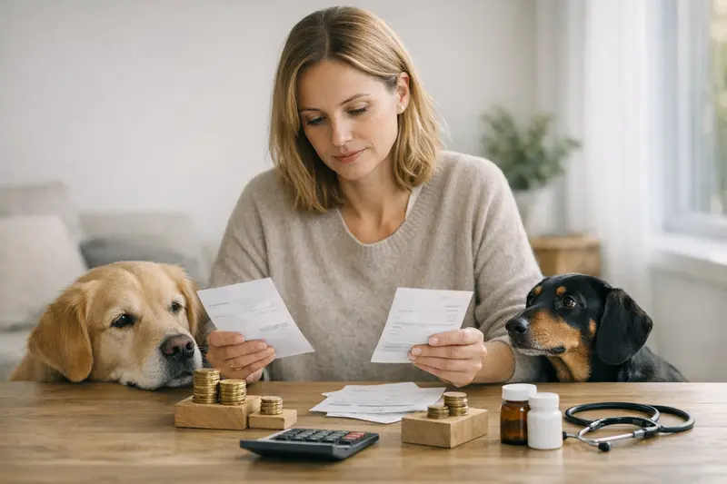 Hundeversicherung im Mehrhundehaushalt Zwei glückliche Hunde spielen zusammen im Garten, symbolisieren die Wichtigkeit einer passenden Versicherung.