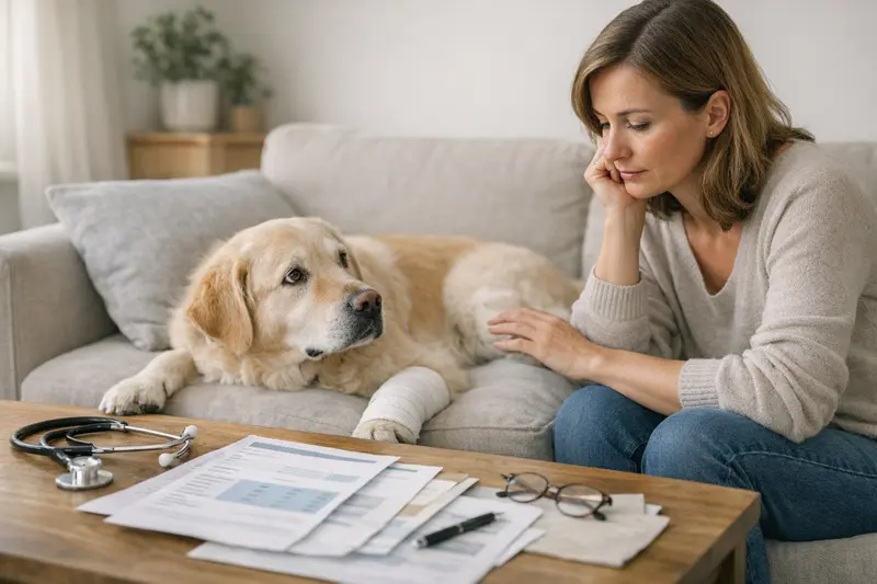 Hund bei Tierarzt Glücklicher Hund bei einer tierärztlichen Untersuchung zur OP-Versicherung
