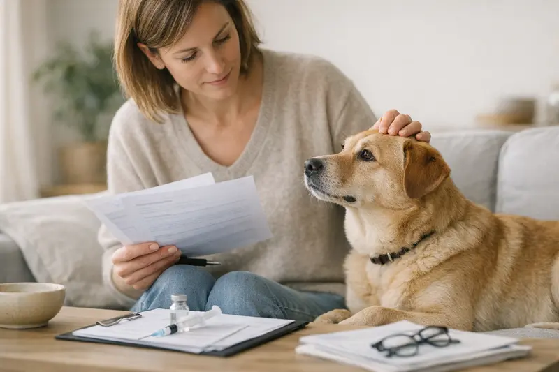 Impfungen und Vorsorgeleistungen in der Tierversicherung Hund bekommt eine Impfung beim Tierarzt.